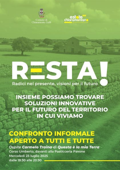 Politiche Giovanili – Confronto Informale aperto a tutti – “Resta” - Soluzioni innovative per il futuro del territorio Politiche Giovanili – Confronto Informale aperto a tutti – “Resta” - Soluzioni innovative per il futuro del territorio